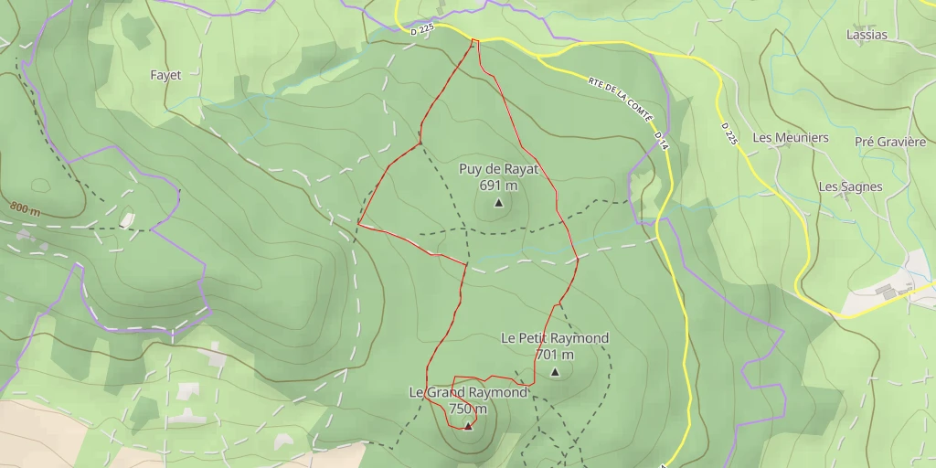 Map of the trail for Le Grand Raymond