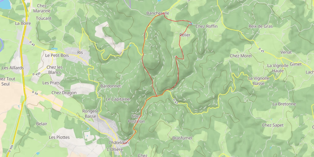 Map of the trail for Étang de Reliez