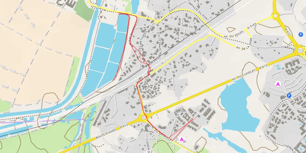 Map of the trail for Voie Verte Canal du Midi