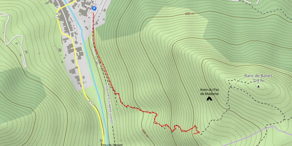 Map of the trail for AI - Aven du Pas de Madame - Sumène