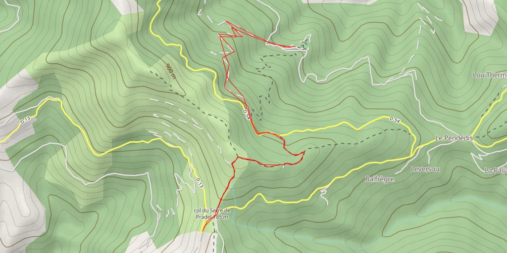 Map of the trail for AI - Col du Serre de Pradel