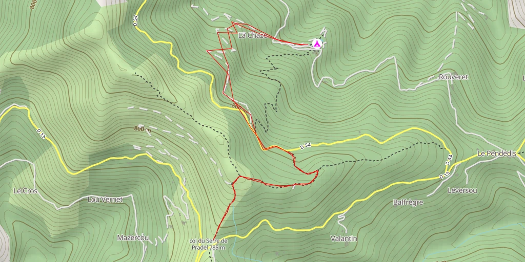 Map of the trail for AI - Saint-Germain-de-Calberte