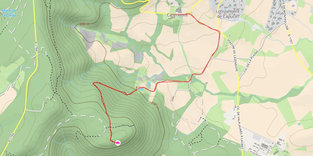 Map of the trail for AI - Roc des Mates - Lauret