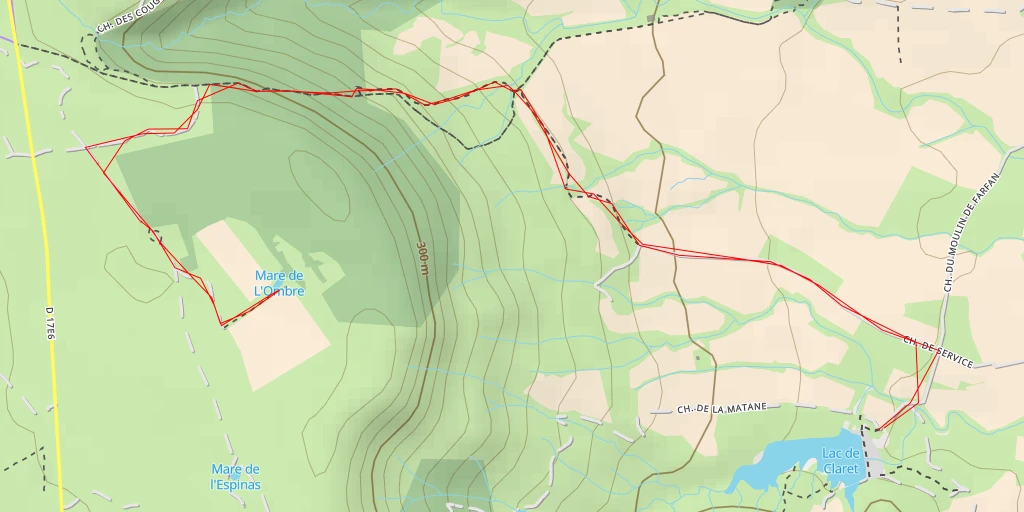 Carte de l'itinéraire :  Mare de L'Ombre