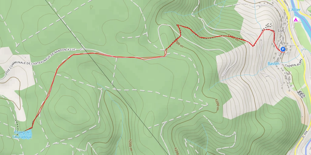 Map of the trail for Étang de l'Auradoux