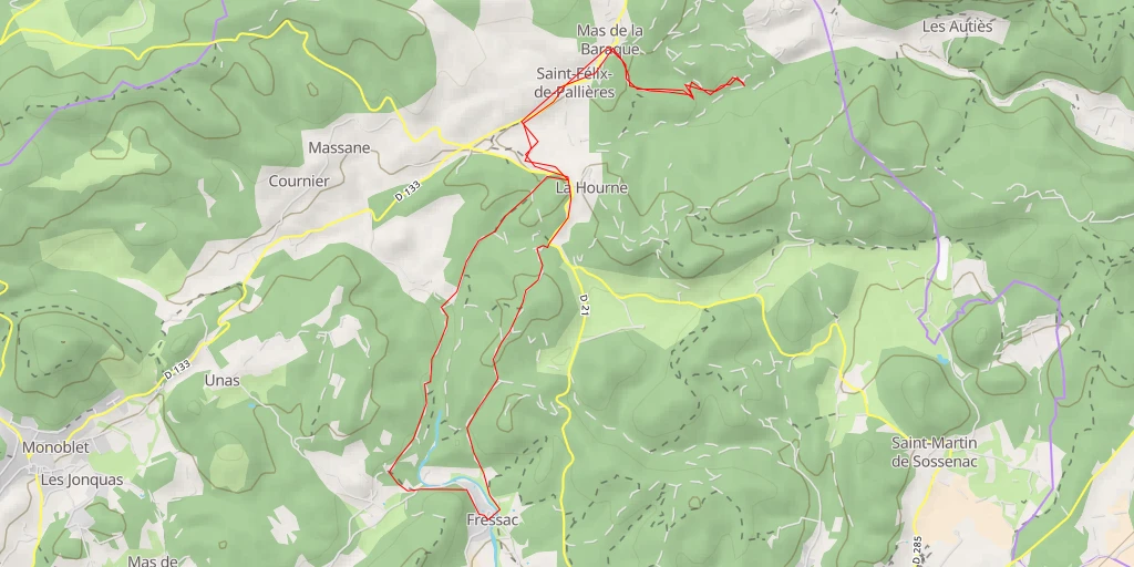 Carte de l'itinéraire :  Chemin des Sources