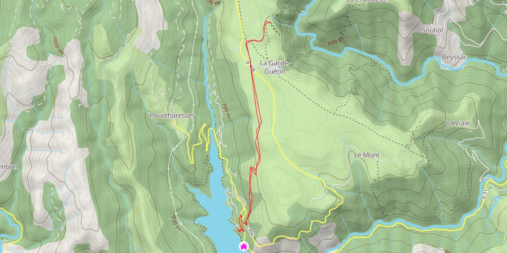 Carte de l'itinéraire :  Chemin Rouge