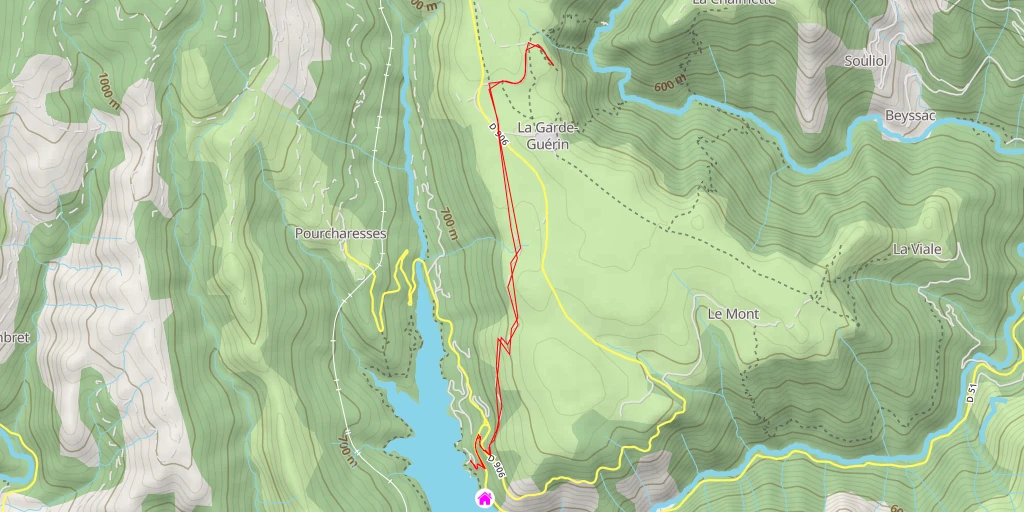 Carte de l'itinéraire :  Belvédère de Chassezac