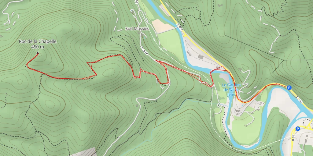 Carte de l'itinéraire :  Roc de la Chapelle