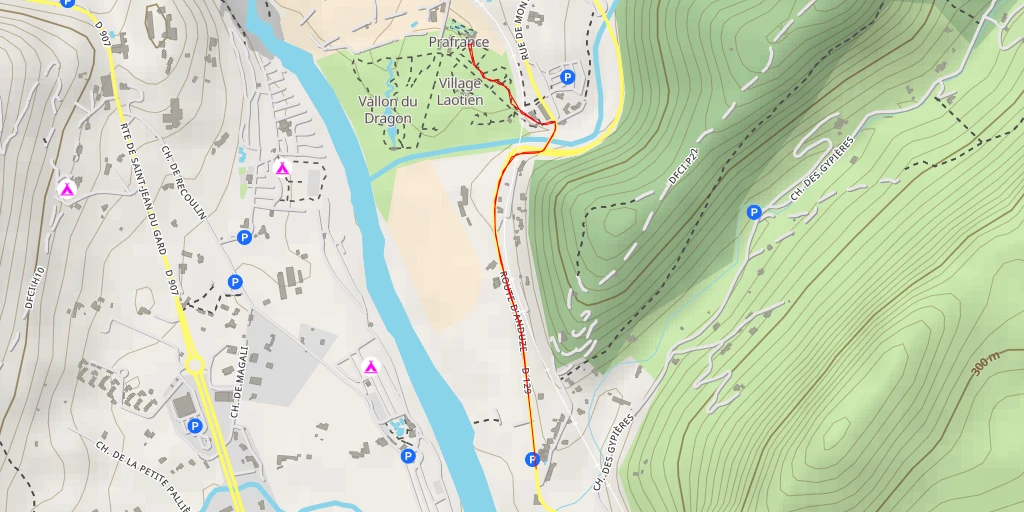 Map of the trail for Bambouseraie d'Anduze - Rue de Montsauve