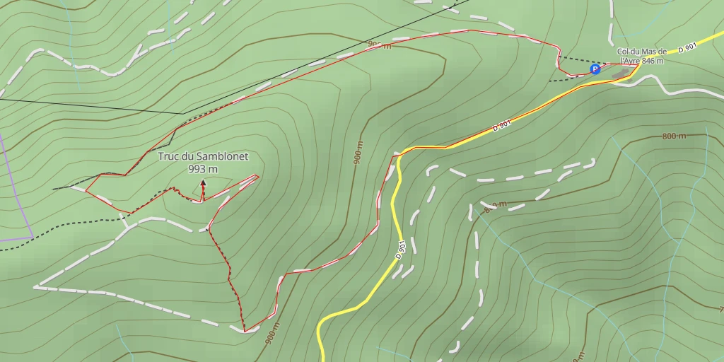 Carte de l'itinéraire :  Truc du Samblonet