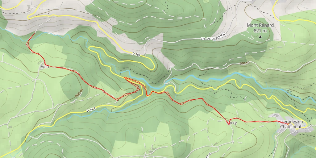 Map of the trail for Route d'Essertines - Route d'Essertines