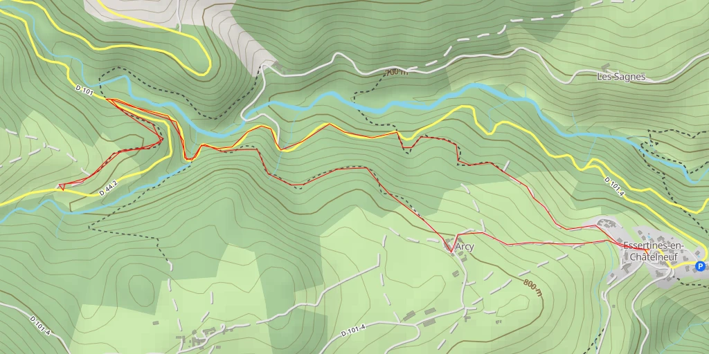 Map of the trail for Route d’Essertines - Route d’Essertines