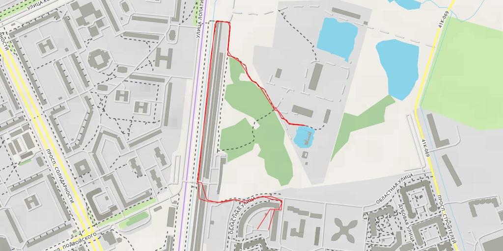 Map of the trail for Областная улица