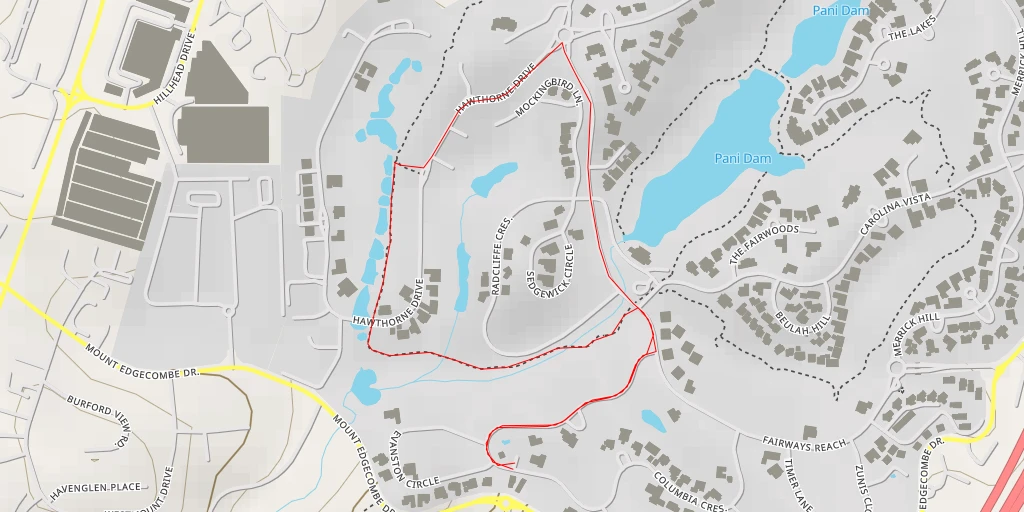 Map of the trail for Hawthorne Drive - Hawthorne Drive