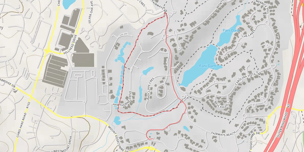 Map of the trail for Hawthorne Drive - Hawthorne Drive