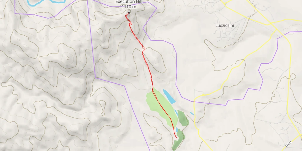 Map of the trail for Execution Hill