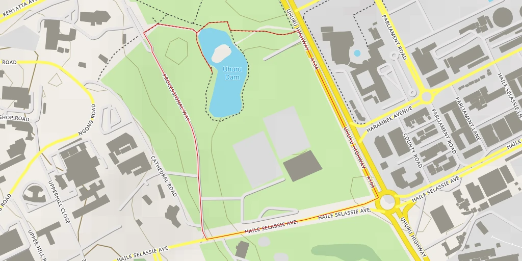 Map of the trail for Uhuru Dam