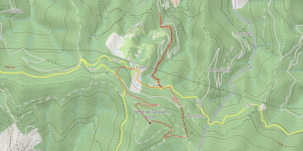 Carte de l'itinéraire :  Serre de Taravel