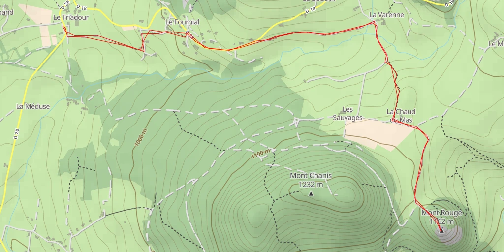 Map of the trail for Mont Rouge