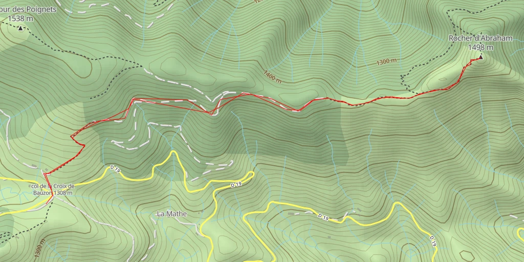 Map of the trail for Rocher d'Abraham