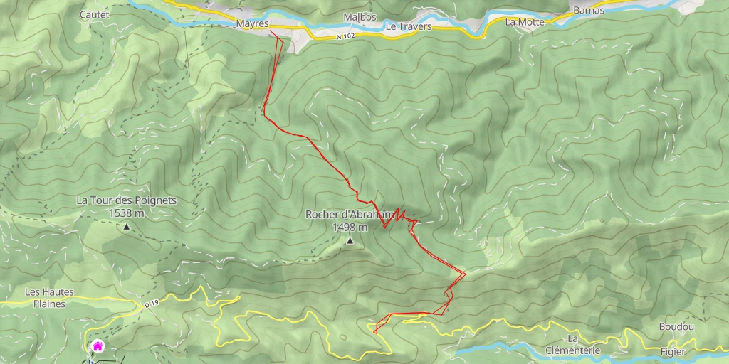 Map of the trail for Route des Plaines