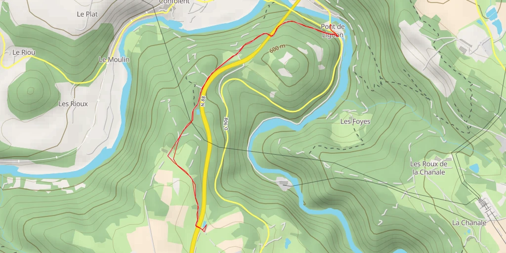 Map of the trail for N 88 - N 88