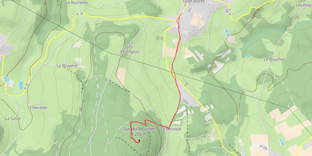 Map of the trail for Suc du Mounier