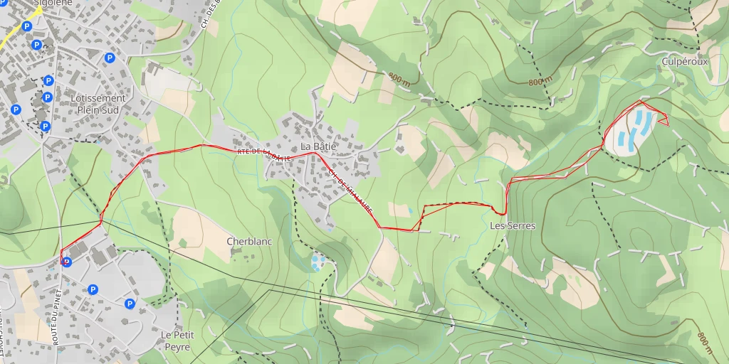 Carte de l'itinéraire :  Chemin des Chardons