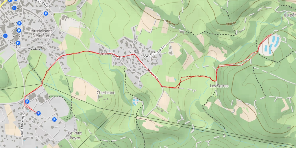 Map of the trail for Chemin des Chardons