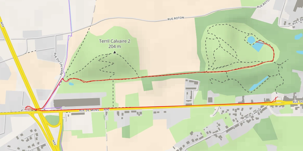 Carte de l'itinéraire :  Terril du Pétria n°1 - Rue Cressonnière