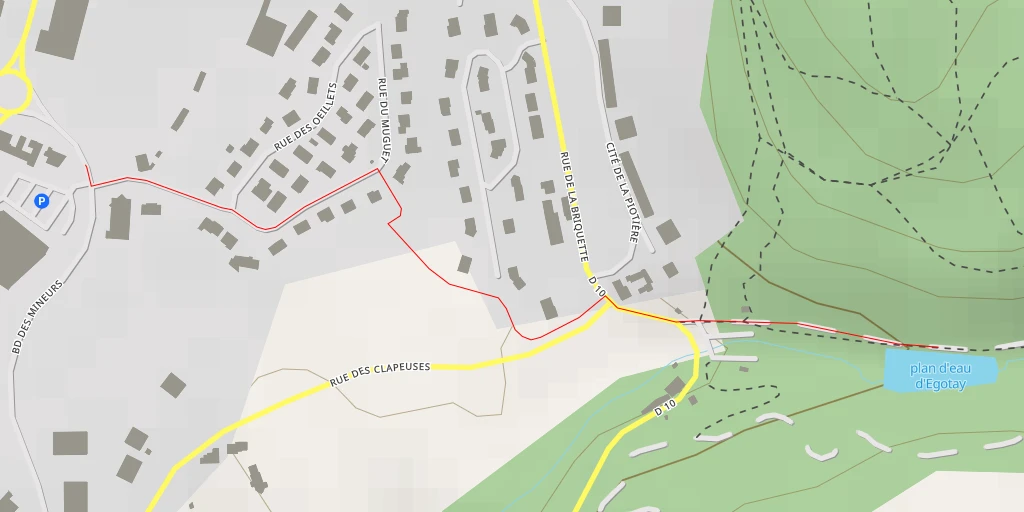 Map of the trail for plan d'eau d'Egotay