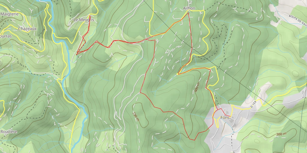 Carte de l'itinéraire :  Route de Largentière - Route de Largentière