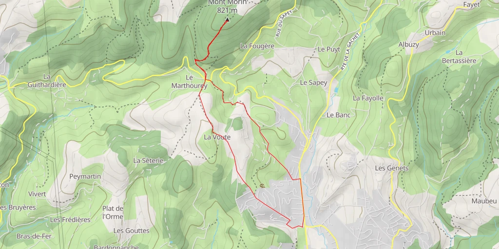 Map of the trail for Mont Morin