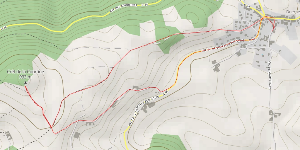 Map of the trail for Crêt de la Courtine