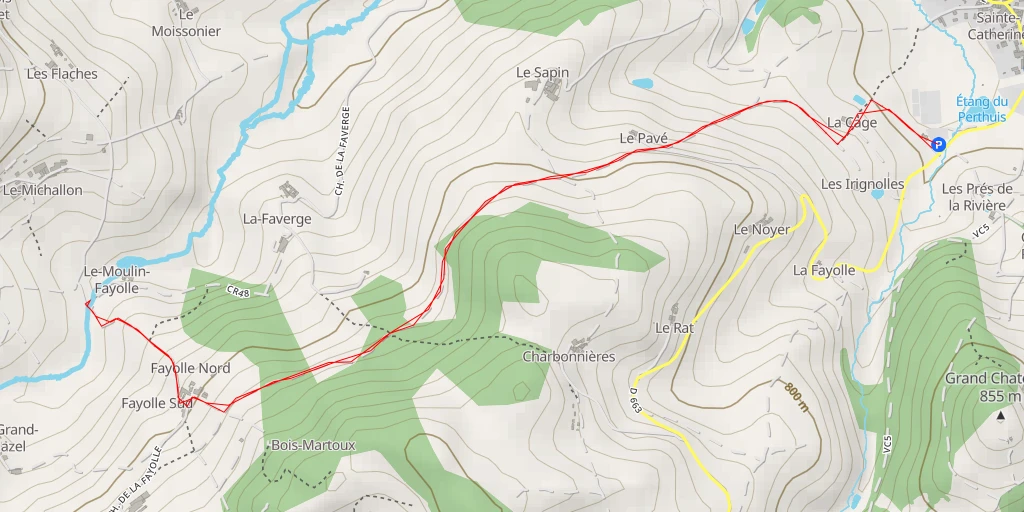 Map of the trail for Chemin du Moulin de Fayolle - Chemin du Moulin de Fayolle