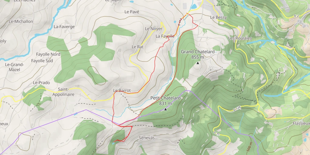 Carte de l'itinéraire :  Chemin de Senevas - Chemin de Senevas