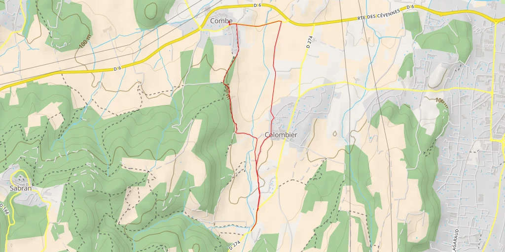 Carte de l'itinéraire :  Route de Mégiers - Route de Mégiers