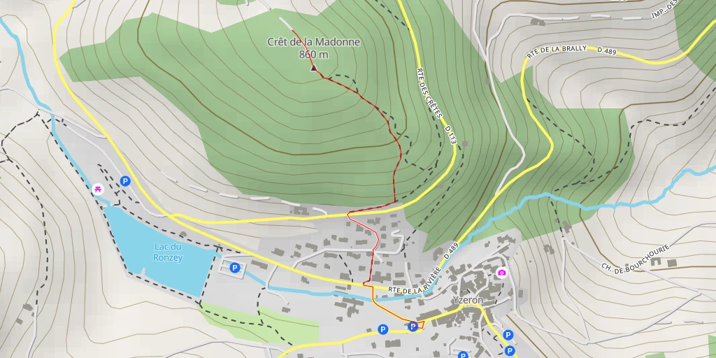 Map of the trail for Crêt de la Madonne