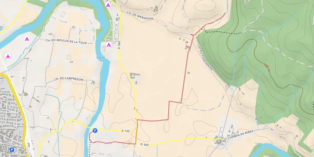 Map of the trail for Chemin Maransan - Chemin Maransan