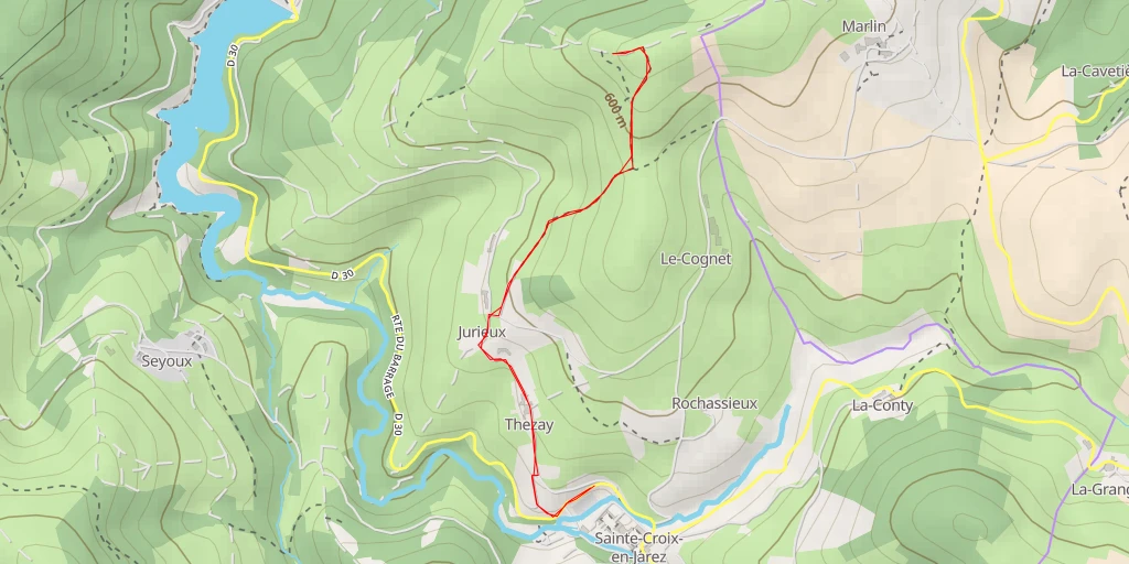 Map of the trail for AI - Les Roches de Marlin