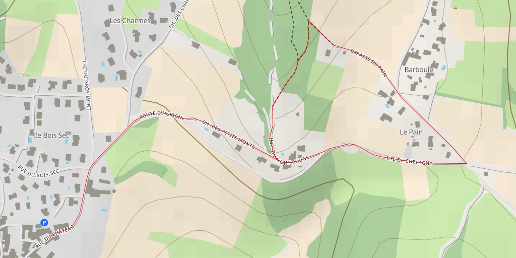 Map of the trail for Rue du Mont Rouge