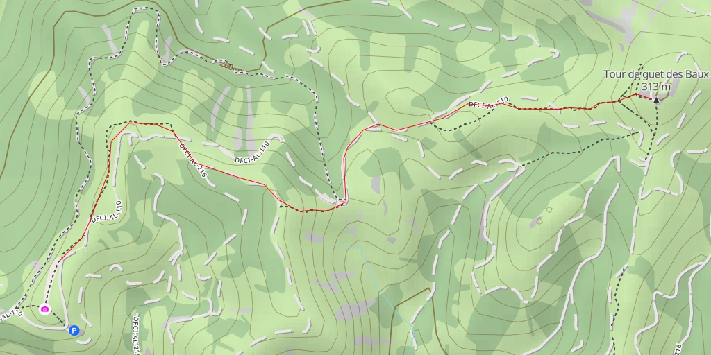 Map of the trail for Tour de guet des Baux