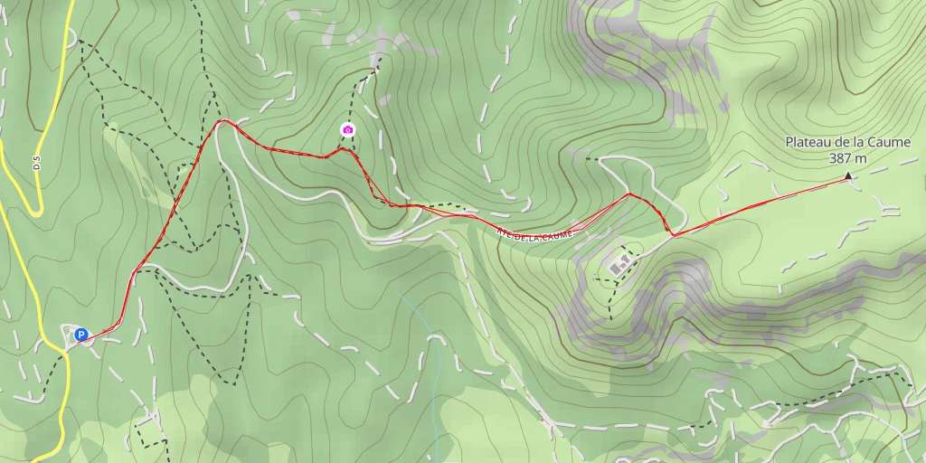 Map of the trail for Plateau de la Caume