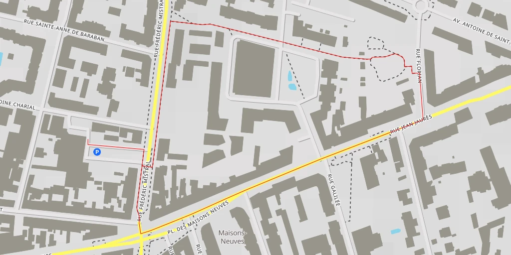 Map of the trail for Avenue Antoine de Saint-Exupéry - Villeurbanne