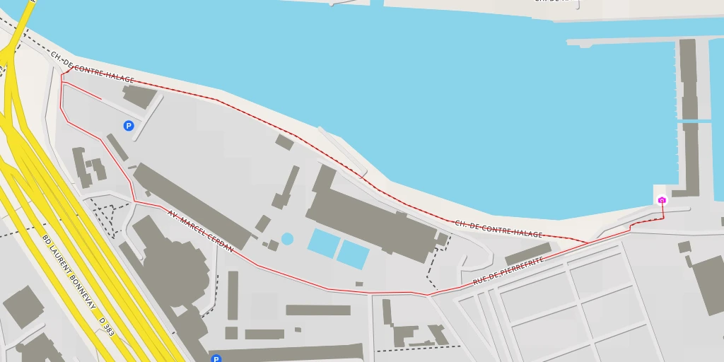 Map of the trail for Belvédère de la centrale hydroélectrique de Cusset - Rue de Pierrefrite - Villeurbanne