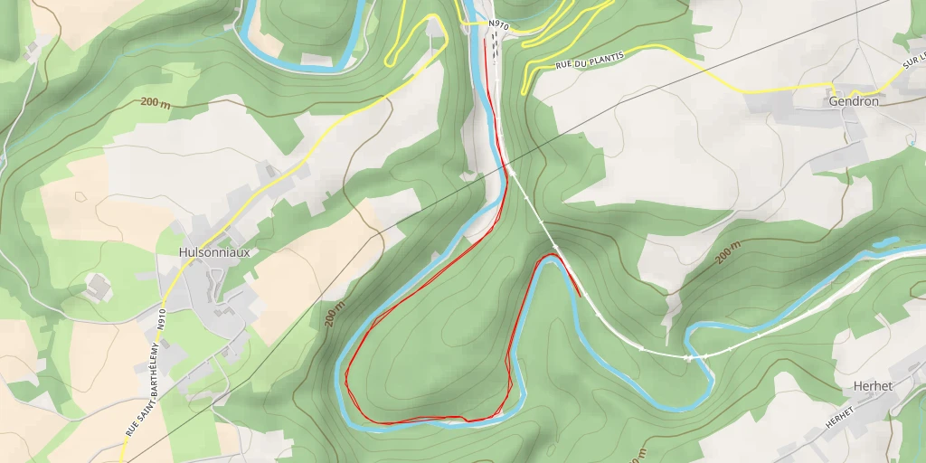 Carte de l'itinéraire :  Rue Chapelle du Comte