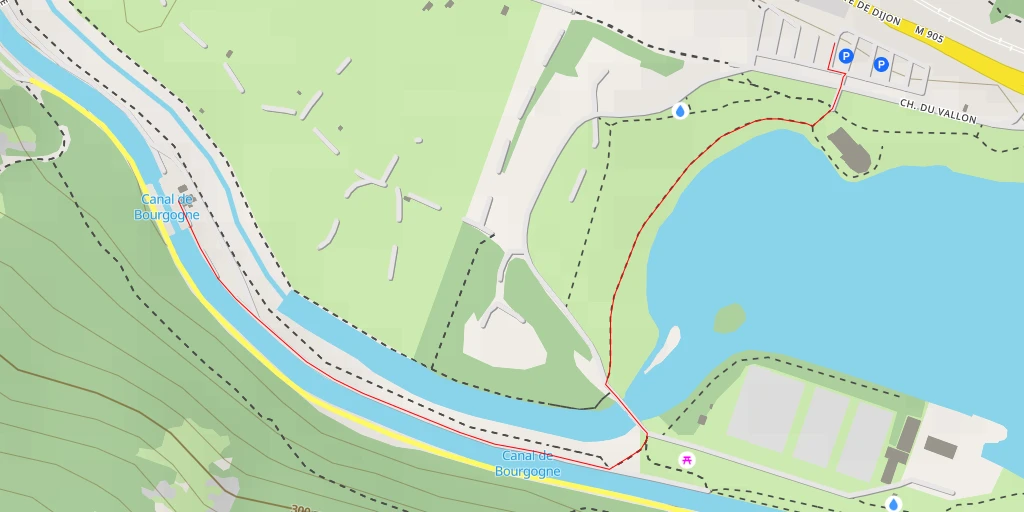 Map of the trail for Canal de Bourgogne