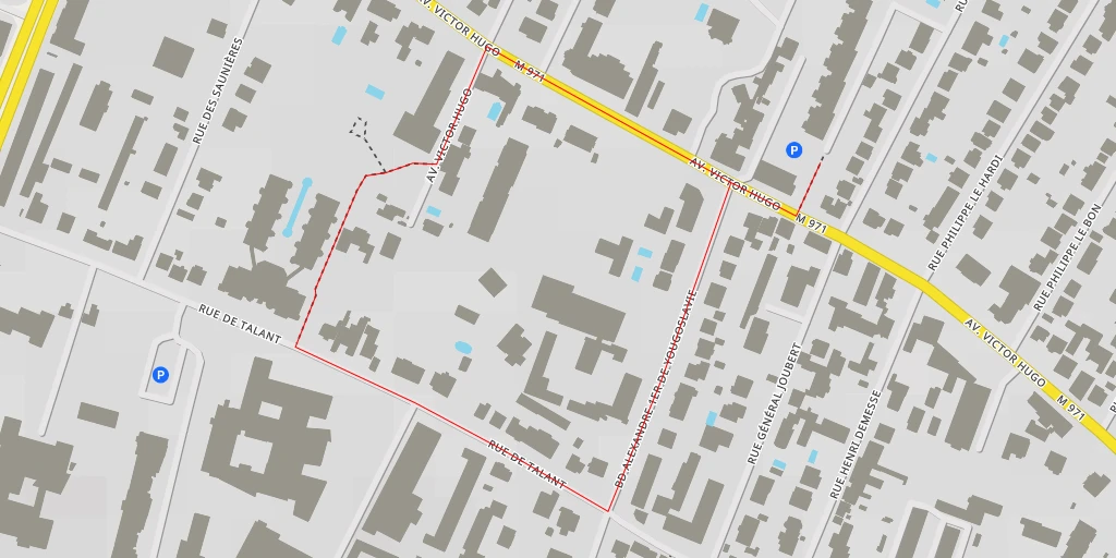 Map of the trail for Avenue Victor Hugo - Dijon