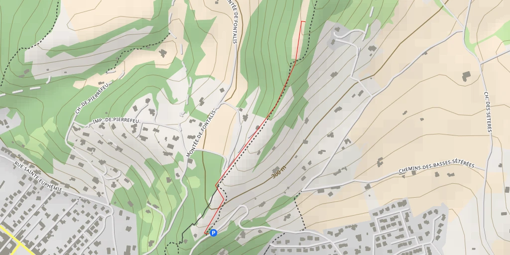 Map of the trail for Crest - les Roches Accès pédestre